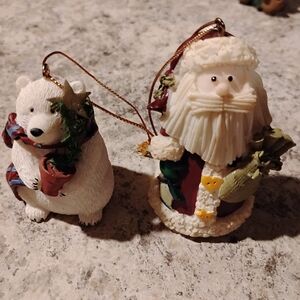 Christmas Santa and Polar Bear Ornaments